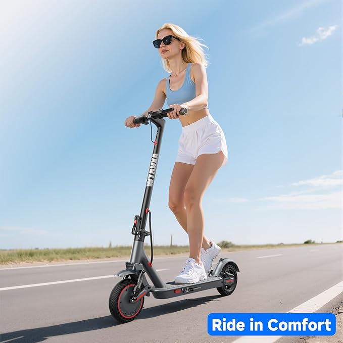 Electric Scooter, 500W Powerful Motor Scooter, 10" Solid Tires, 22-25 Miles Long Range, 22Mph Max Speed, Foldable E-Scooter Adults with Dual Shock Suspensions and APP Control