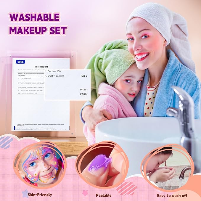 Kids Makeup Kit for Girls - Girls Makeup Kit Toys, Real Washable Cosmetic Set with Storage Case, Kids Play Makeup Set for Christmas Birthday Gift 3 4 5 6 8 10 11 12+ Years Old, Purple