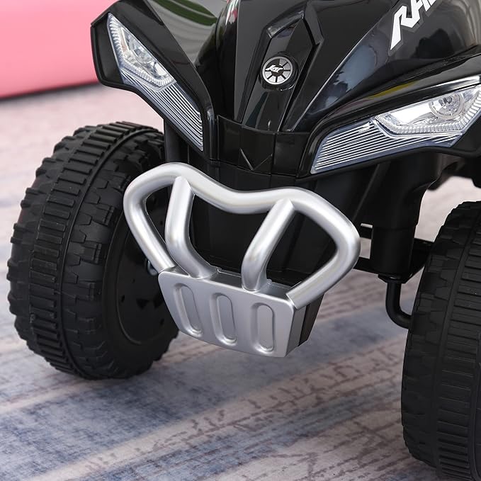 Aosom NO Power Kids Ride On Push Car, Ride Racer, Foot-to-Floor Sliding Car, Walking ATV Toy with Music, Lights, for 1.5-3 Years Old, Black