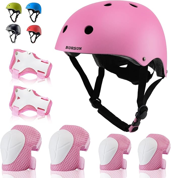 Kids Bike Helmet Set, Adjustable Toddler Helmet for Ages 2-8 Kids with Knee, Elbow & Wrist Pads | Multi-Sport Helmet for Skateboard Cycling Scooter Rollerblading