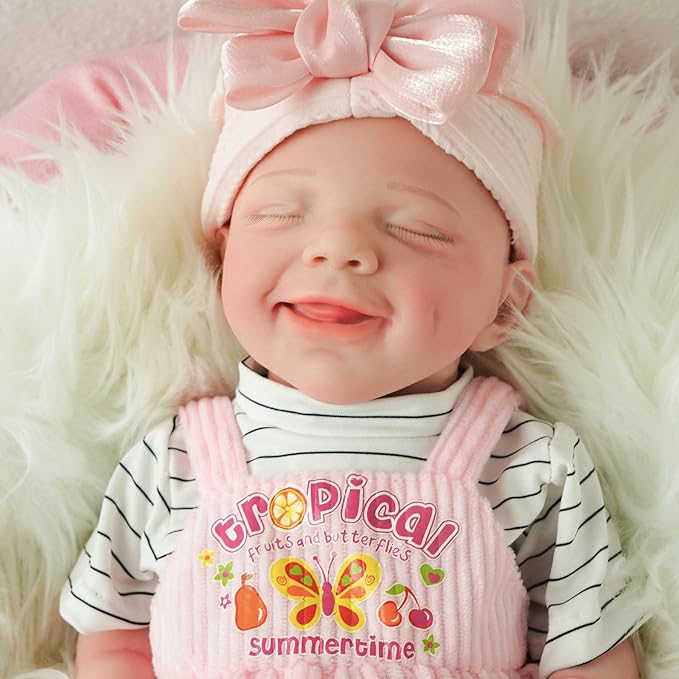 17.72 in Full Silicone Reborn Baby Dolls, 1:1 Lifelike Newborn Dolls Non Vinyl Realistic Reborn Toddler Dolls Boy Washable Sleeping Doll