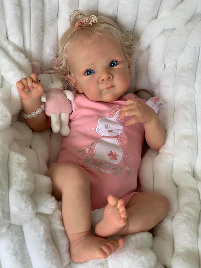 MAIHAO Reborn Baby Dolls Blonde Girl Lifelike Baby Dolls Realistic 19-Inch Reborn Doll Girl Vinyl Body Open Eyes Newborn Real Life Baby Gifts/Toys for Collection & Kids Age 3+