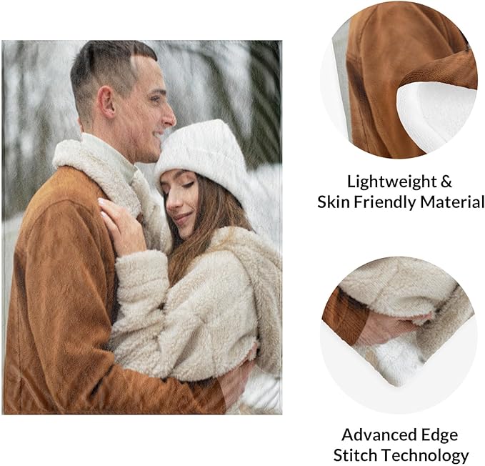 Custom Blanket with Photos, Personalized Blankets with Picture, I Love You Girlfriend Boyfriend Couples Gifts, for Birthday Christmas Women Men Adult Kids Mom Dad Wife Husband