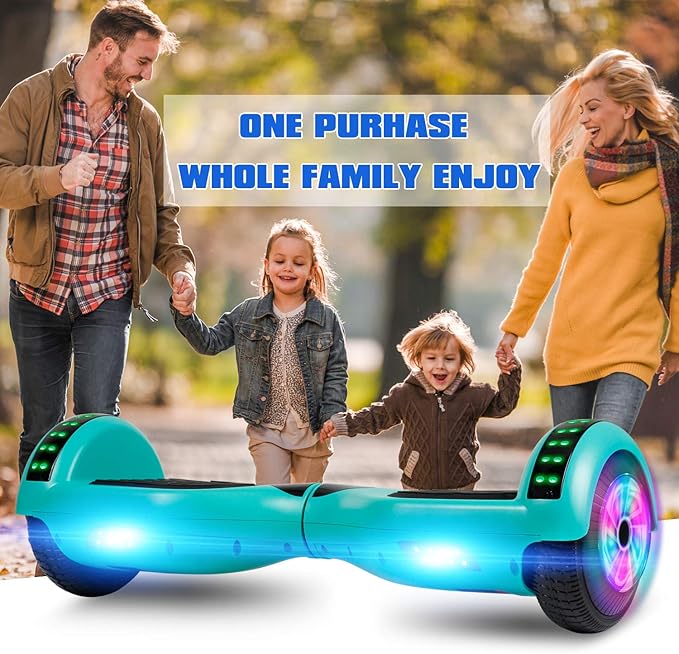 LIEAGLE Hoverboard, 6.5" Self Balancing Scooter Hover Board with Bluetooth Wheels LED Lights for Kids Adults