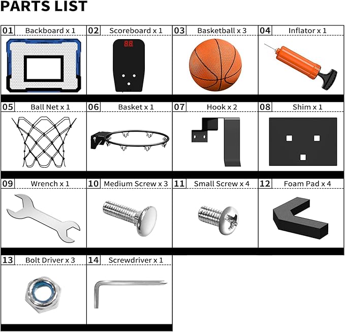 QDRAGON Indoor Basketball Hoop for Kids, Over The Door Basketball Hoops, Mini Hoop with Scoreboard & 3 Balls, Basketball Toys Gifts for 5 6 7 8 9 10 11 12 Year Old Boys Girls Teens