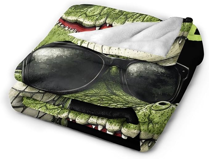 Crocodile Blanket Fleece Soft Warm Plush Funny Alligator Animal Throw Blankets Lightweight Plush Fuzzy Cozy Blanket Gifts for Kids Adults Suitable for Couch Sofa Bed 60"X50"