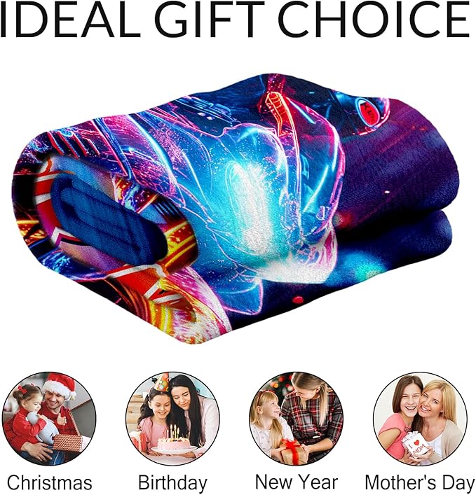 Personalized Kids Boys Blanket for Motorcycle Lovers - Warm Throw Adult Blanket Gift for Bed, Couch, Room