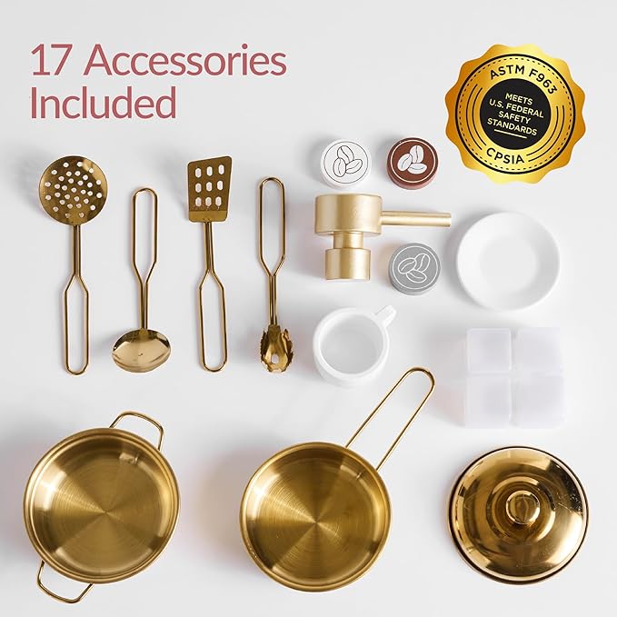 Best Choice Products Pretend Play Kitchen for Kids, Interactive Wooden Toddler Playset with Espresso Machine, Toy Storage, 17 Accessories - Pink