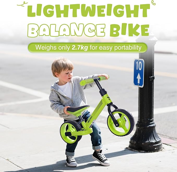 WEEROCK Toddler Balance Bike, No Pedal Balance Bike for 18M - 3 Years Babies, Steel Frame, EVA Tires for Indoor and Outdoor Use, Seat Height Adjustable, Kid Baby Great Gift, Green