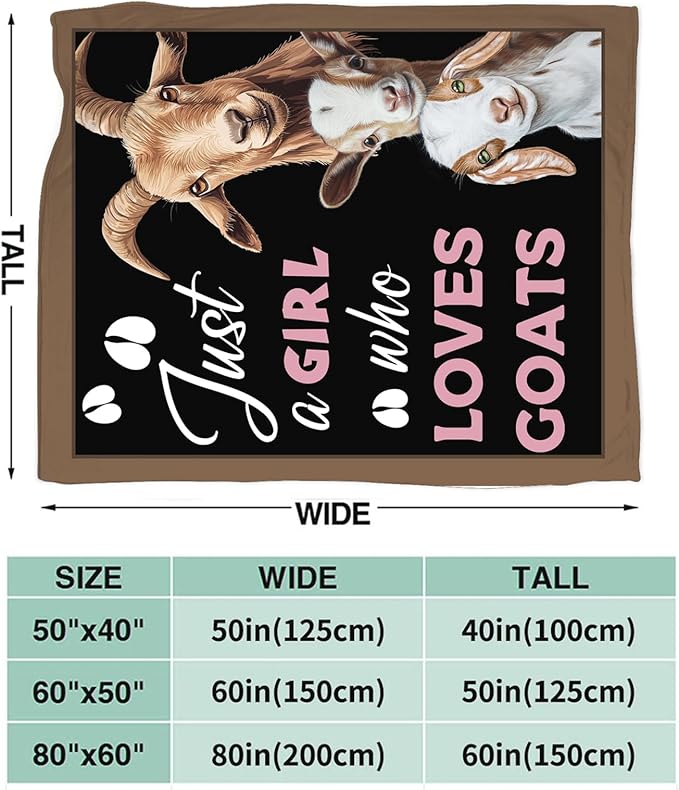 Goat Blanket for Girls Women Goats Gifts Lovers Throw Blankets Cozy Plush Fleece Animal Flannel Fuzzy for Couch Chair Bed 50"X40"