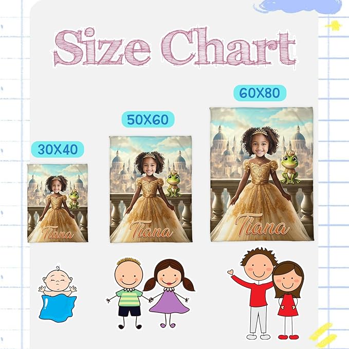 Zocoshi Personalized Baby Blankets Princess and Frog for Girl, Personalized Baby Gifts with Name, Customized Baby Blanket, Newborn Boy Gift, Soft Fleece (Princess and Frog)