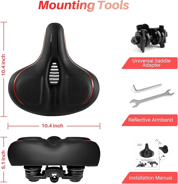 Oversized Bike Seat for Peloton Bike & Bike+, Wide Bicycle Saddle Replacement Compatible with Peloton, Exercise or Road Bikes, Seat Cushion for Men & Women