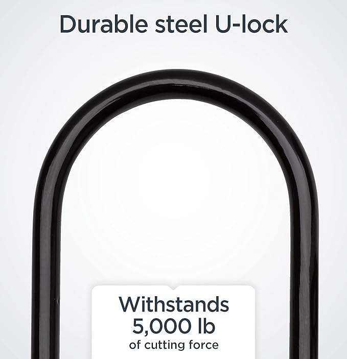 Schwinn Basic U Lock Bike with 2 Keys, Anti Theft Bicycle Lock, Black, Security Level 4