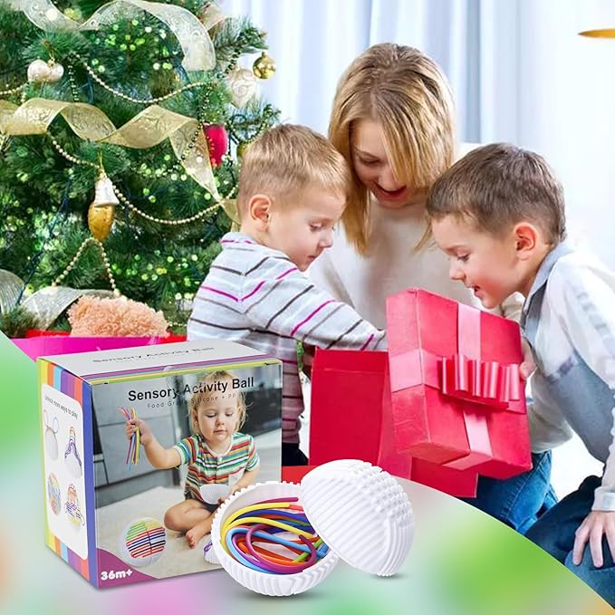 Sensory Fidget Toys Activity Ball Includes 24 Strings for 3+ Kids & Adults with Autism, Calming Anxiety ADHD Occupational Therapy Toys