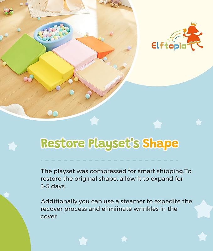 Foam Climbing Blocks with Ball Pit & Stairs for Toddlers Aged 1-3 -Soft Playset for Indoor Crawling, Foam Playground Set for Baby to Active Playing Inside -(Balls NOT Included),Multicolored