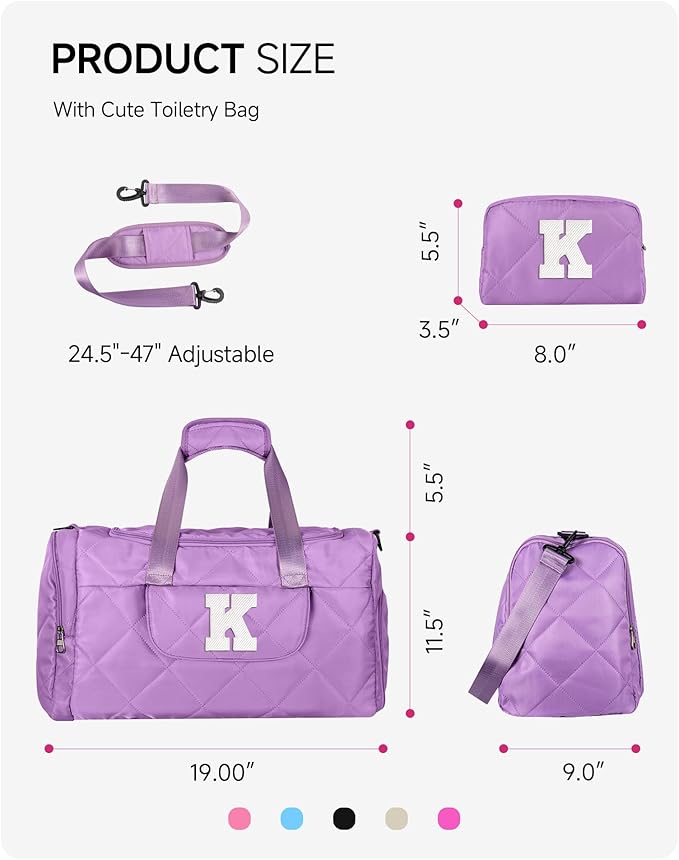 Birthday Gifts for Teen Girls, Initial Weekender Bag with Makeup Bag, Trendy Dance Bag, Teen Girl Gifts Trendy Stuff, Christmas Stocking Stuffers Idea for Daughter Granddaughter
