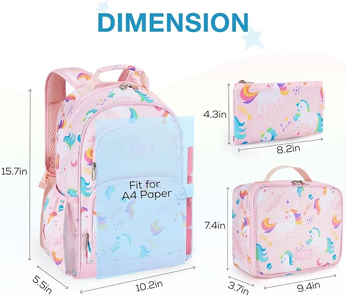 mommore Kids Backpack for Boys Girls Preschool Kindergarten Backpacks Lightweight Elementary School Bookbag with Lunch Box