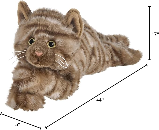 Bearington Collection Louie Cat 15-Inch Tabby Plush Toy - Realistic Cat Stuffed Animal & Plushies for Kids