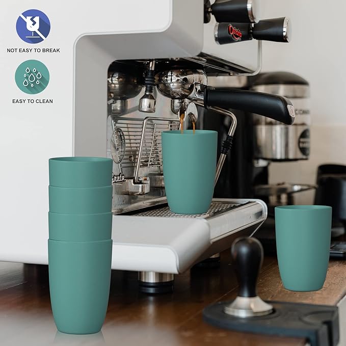 Wheat Straw Cups 6 PCS Good Alternative to Plastic Reusable Cups 20 oz Unbreakable Drinking Cup Reusable Dishwasher Safe Water Plastic Glasses Green