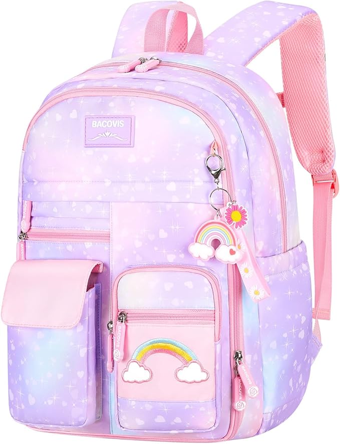 Girls Backpack,Backpacks for Girls,Kids Backpack with Compartments Elementary School Bag For Girls School Backpack(Purple)