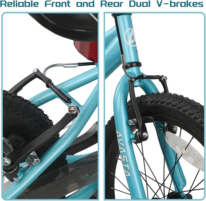 AVASTA Bilbo 18 20 Inch Kids Bike for Boys Girls 5-10 Years Old, Retro Style High Carbon Steel Bicycle with Adjustable Handlebars and Seat, Dual V-Brakes, Kickstand, Multiple Colors