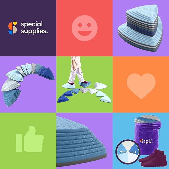 Special Supplies 10 Stepping Stones for Kids Indoor and Outdoor Balance Blocks Promote Coordination, Balance Strength Child Safe Rubber, Non-Slip Edging