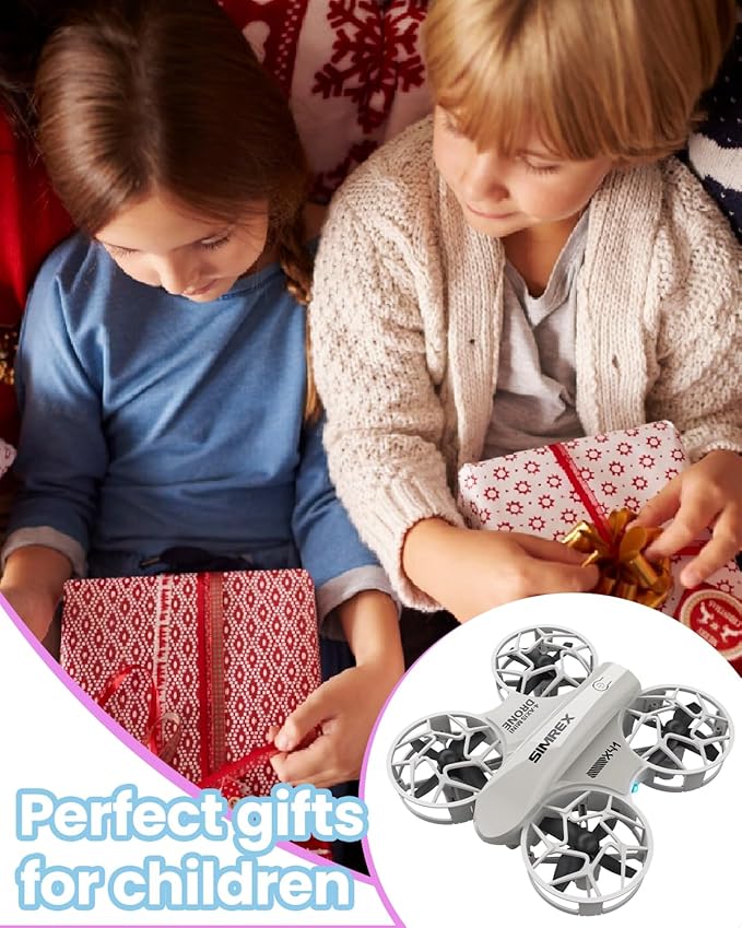 SIMREX Mini Drone for Kids & Beginners, RC Quadcopter with Altitude Hold, 3 Speed Modes, One Key Takeoff/Landing, Headless Mode, Cool LED Lights, Stunt Flip, Ideal Christmas Birthday Gift Toy(Gray)