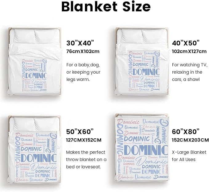 Dr.TOUGH Personalized Name Flannel Blanket, Customized Personalized Blankets and Throws for Adult Kids, Twin Size, White, Letter Print