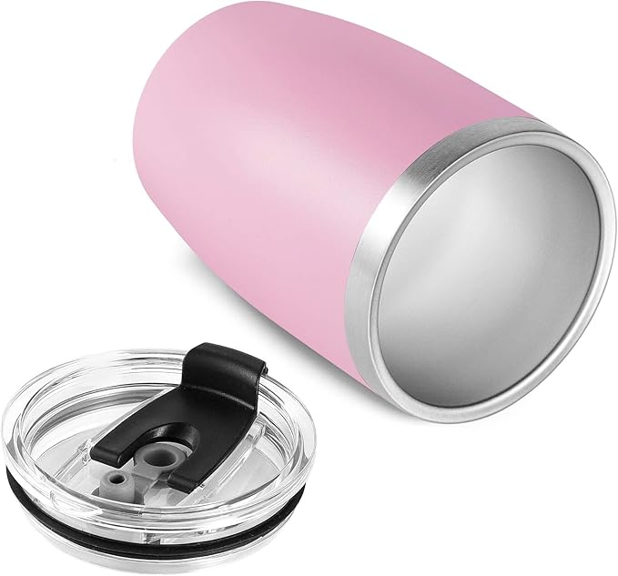 VEGOND Stainless Steel 12 oz Tumblers bulk Vacuum Insulated Double Wall Travel Tumbler with Lid and Straw Reusable Tumbler, Pink 1 Pack