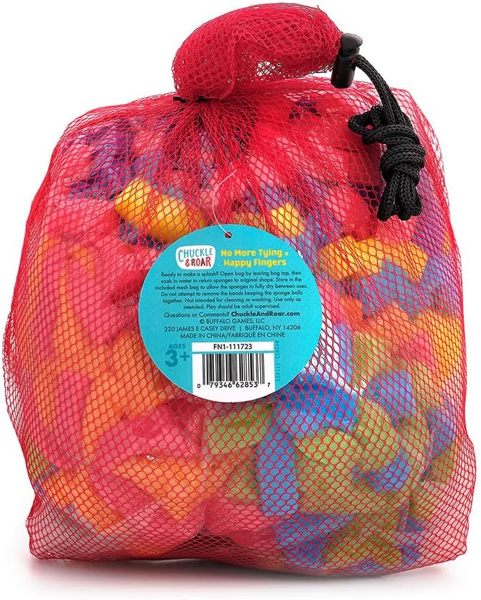 Chuckle & Roar - Reusable Sponge Balls - Eco-Friendly Water Balloon Alternative - Less Mess Family Outdoor Fun - Perfect for Preschool and Up! - Multicolor 40 Pack with Storage Bag