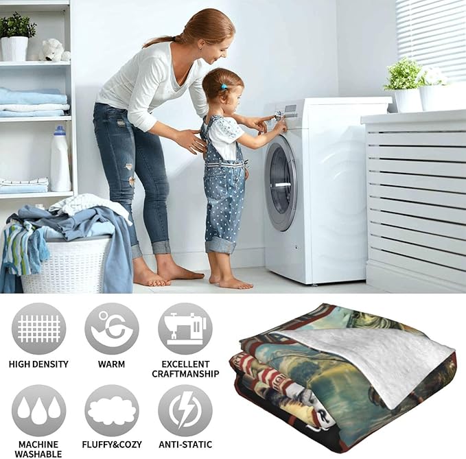 Fishing Gifts for Men, Fishing Fish Flannel Throw Blanket, Cozy Fleece Soft Stuff Blankets Gift for Dad Fisherman Couch Sofa Bed 80" x 60"