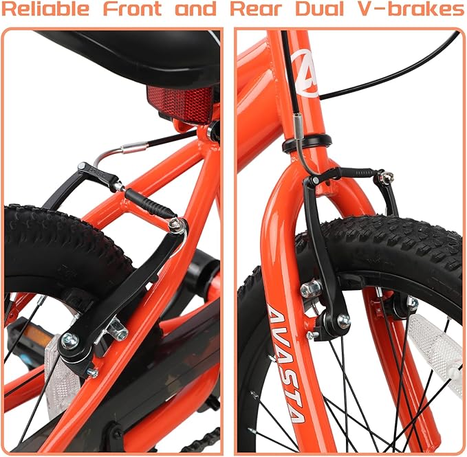 AVASTA Bilbo 18 20 Inch Kids Bike for Boys Girls 5-10 Years Old, Retro Style High Carbon Steel Bicycle with Adjustable Handlebars and Seat, Dual V-Brakes, Kickstand, Multiple Colors
