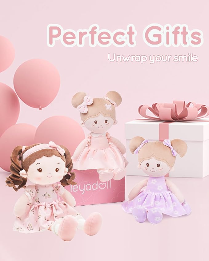 LeyaDoll Soft Baby Doll Toys (16''), My First Baby Rag Doll for 1 Year-Old Girl Birthday Gift, Christmas Plush Toys Gift for Toddler Kids Infants -Princess Breeze