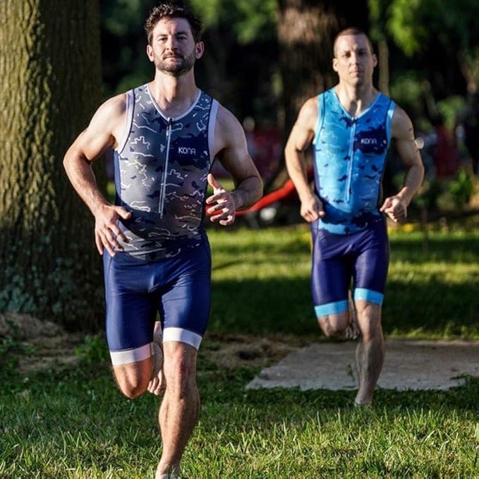 KONA Mens Assault Triathlon Race Suit - Sleeveless Skinsuit Padded Cycling Tri Suit for Swim Bike Run