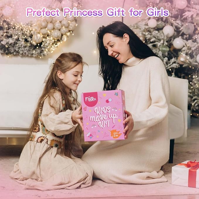 Kids Makeup Sets for Girls, Real Washable Make Up Kits Toys Toddler Children Princess Dress Up Birthday Toy for 3 4 5 6 7 8 9 10 11 12 Years (Pink)