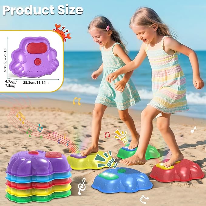 Light Up Stepping Stone for Kids: Sensory Motor Skill Toys for Active Toddler Obstacle Course Play - 5 Packs Durable Outdoor & Indoor Balance Toy - Great Gift for Boys Girls Ages 3 4 5 6 7