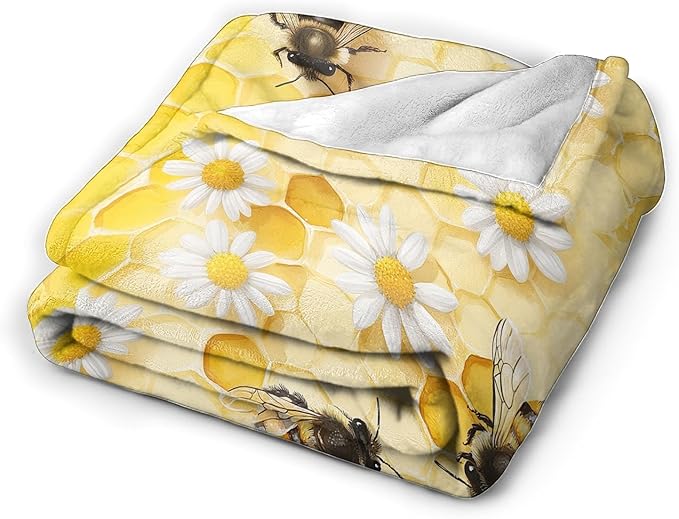 Bee Blanket Honey Bee Throw Blanket Gifts for Girls Women Kids Boys Adults Men Super Soft Cozy Plush Fluffy Fuzzy Fleece Blanket Home Decor 50''X60''