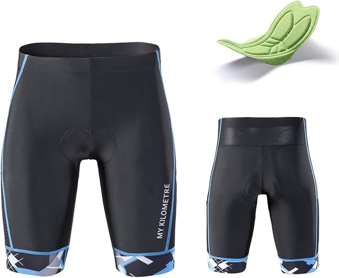 MY KILOMETRE Mens Triathlon Shorts with Adjustable Drawstring Easy Reach Leg Pockets Chamois for Long-Distance Tri Race