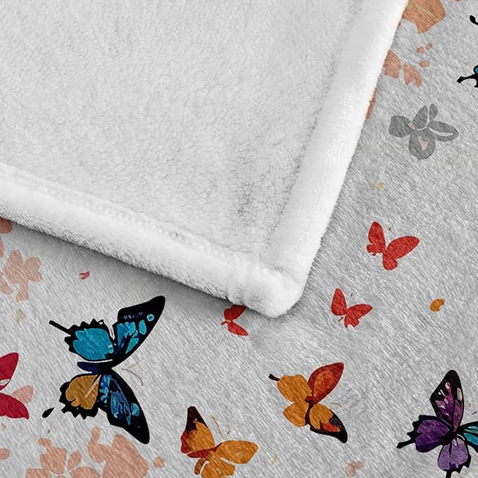 Wajade Kids Butterfly Blanket - Soft Fleece Butterfly Throw for Girls, White, 60"x80"