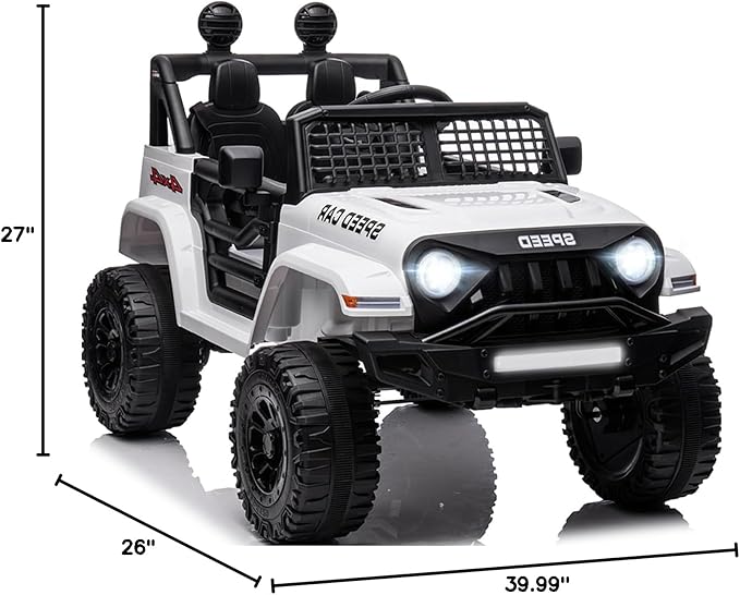 12V Ride On Car, Electric Car for Kids, 12V Ride on Toys, Kids Cars with 3 Speeds Adjustable w/Bluetooth, Parent Remote Control, Spring Suspension, AUX Port-White