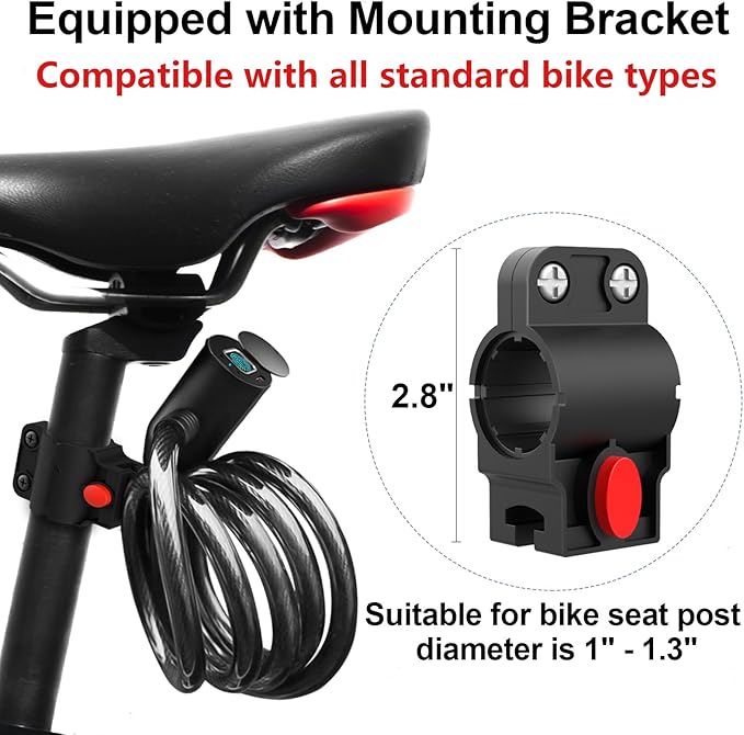 Fingerprint Cable Lock, Anweller 4.9FT Long Heavy Duty Anti Theft Bike Lock, Weatherproof Keyless Digital Electronic Biometric Bluetooth Smart Lock for Bicycle Scooter Lawnmower Skateboard - Blue