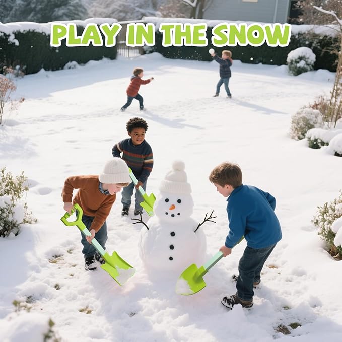 20” Long Sand Beach Shovels for Kids Heavy Duty Plastic Summer Sand Scoops Spades Toy Sandbox Garden Snow Digging Play Gift Set Party Bundle 2 Pack Green