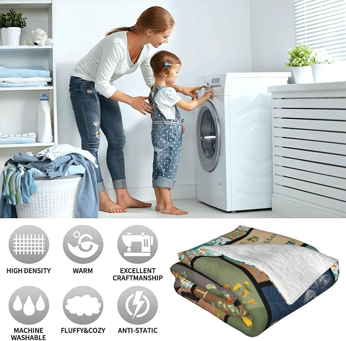 Plant Gardening Gifts Blanket for Women, Plant Lover Fleece Blanket Gift for Mom, Warm Cozy Soft Flannel Mom Gifts for Bed Sofa Couch 80" x 60"