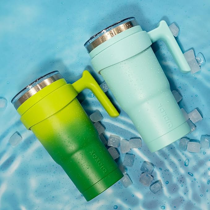 BJPKPK 30 oz Tumbler With Handle And Straw Stainless Steel Insulated Tumbler With Lid Reusable Metal Coffee Cups,Coral