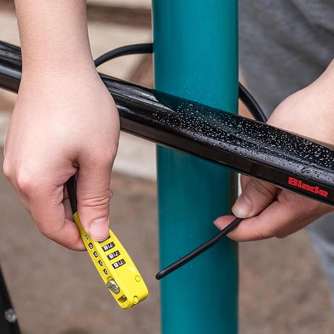 CXWXC Zip Tie Lock - 4-Digit Combo Cable Locks for Bike Motorcycle Helmet, Skateboard, Skis, Snowboard, Stroller & Cabinet - Ideal for Lightweight Security (2PC - Yellow, 45CM)