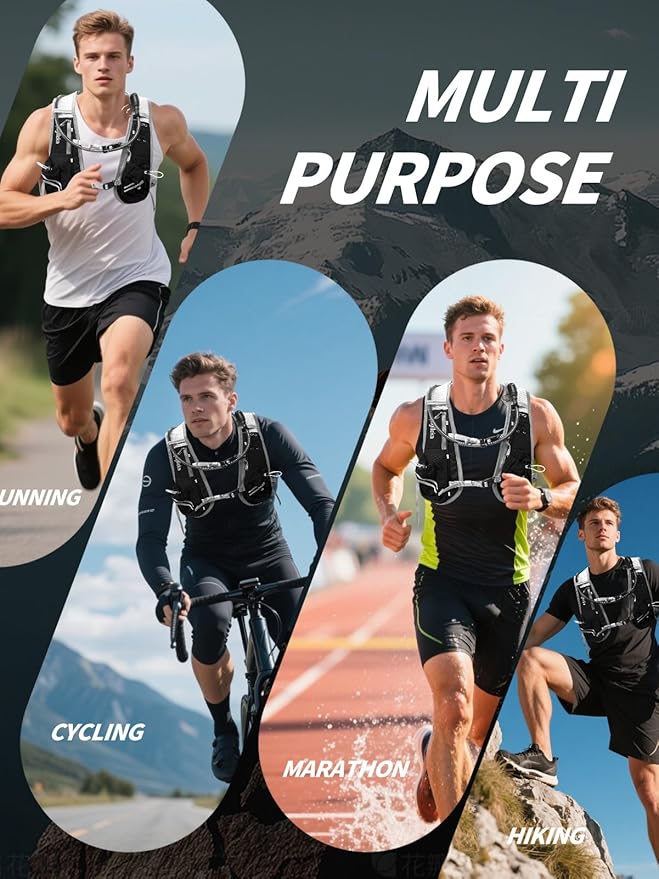 Hydration Backpack, Lightweight Breathable Reflective Pack Adjustable Chest Straps for Running, Marathons, Cycling, Hiking, Trail Vest