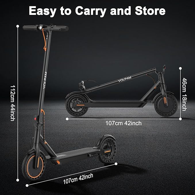VOLPAM Electric Scooter, 350W/500W Powerful Motor, 8.5"/10" Solid Tires, 19/22Mph, 28/21/12 Miles Range,Dual Braking