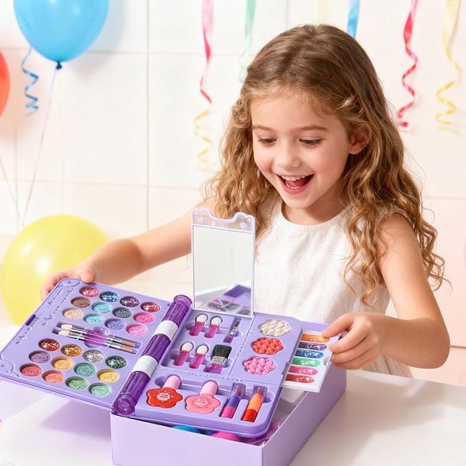 Kids Makeup Set for Girl 4-12 Years Old, Washable Real Cosmetic Girls Princess Make Up Toys, Kids Makeup Kit for Girls Birthday Gift