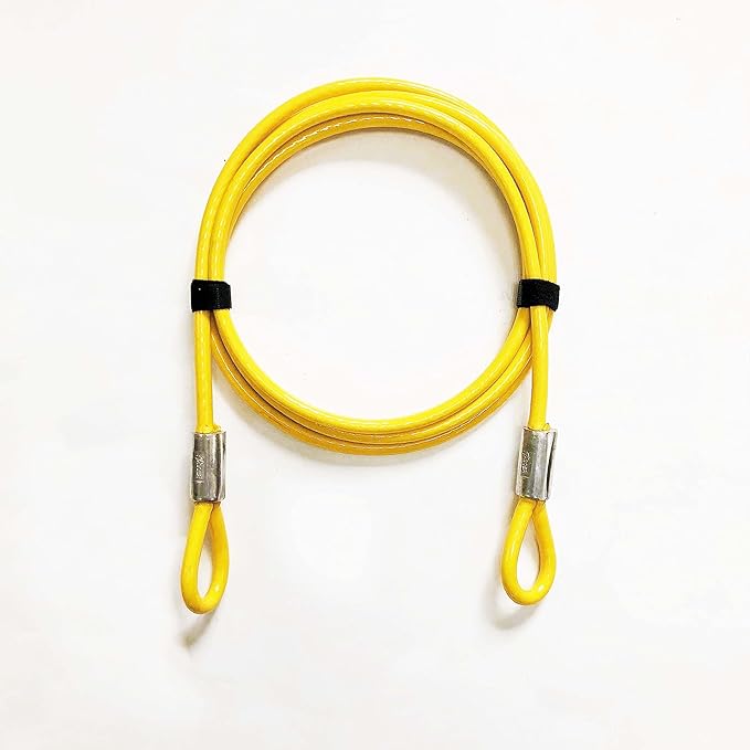 15FT (1/2") Commercial Steel Cable with Looped Ends - Industrial Use Protection - PVC Coated Heavy Duty Chain-Long Galvanized Wire Rope Braided Security - Secure Valuable High End Equipment