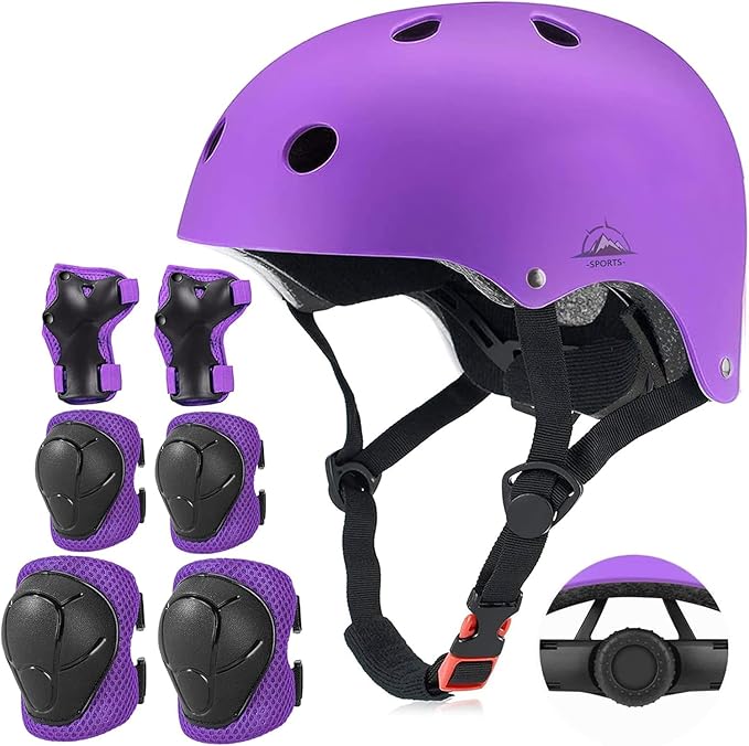 Kids Bike Helmet Set, CPSC Certified with Knee Pads Elbow Pads Wrist Guards,Adjustable Helmet for Ages 3-5-8-15 Toddler Kids&Youth,Bicycle Skateboarding…
